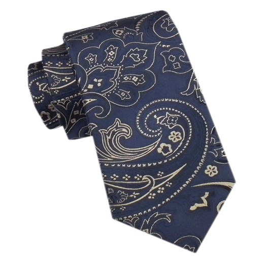 Elegancki Męski Krawat - Alties - Granatowy z Orientalnym Wzorem KRALTS1155 ze sklepu JegoSzafa.pl w kategorii Krawaty - zdjęcie 178139249