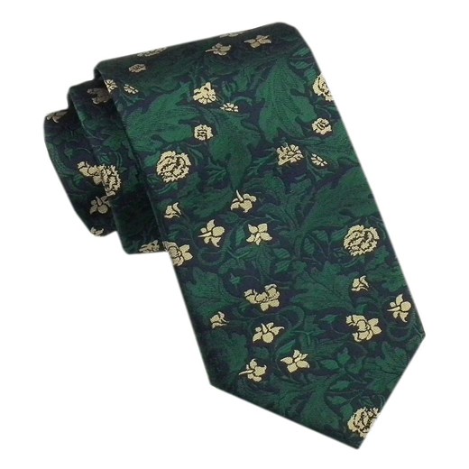 Elegancki Męski Krawat - Alties - Zielony, Wzór Kwiatowy KRALTS1153 ze sklepu JegoSzafa.pl w kategorii Krawaty - zdjęcie 178139267