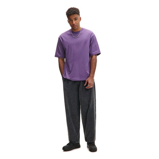 Cropp - Basicowa fioletowa koszulka comfort - fioletowy Cropp XXL Cropp