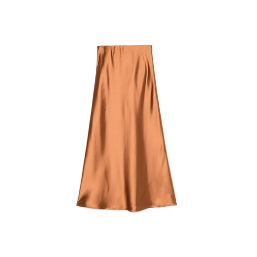 Cropp - Satynowa spódnica maxi - brązowy Cropp L Cropp