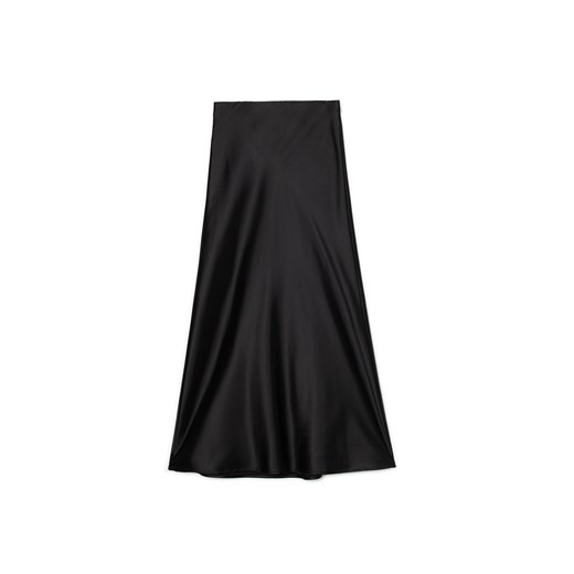 Cropp - Satynowa czarna spódnica maxi - czarny ze sklepu Cropp w kategorii Spódnice - zdjęcie 178139606