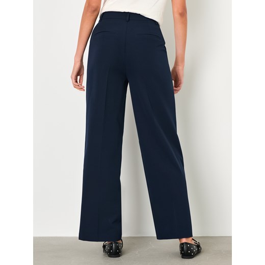 Sinsay - Spodnie straight fit z nogawką w kant - granatowy Sinsay XL Sinsay