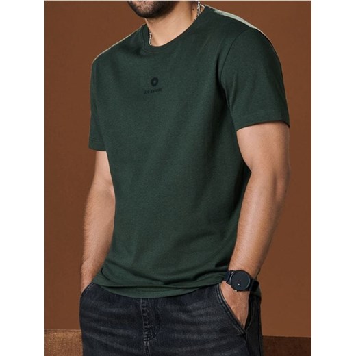 Sinsay - Koszulka z ozdobnym nadrukiem - khaki ze sklepu Sinsay w kategorii T-shirty męskie - zdjęcie 178141315