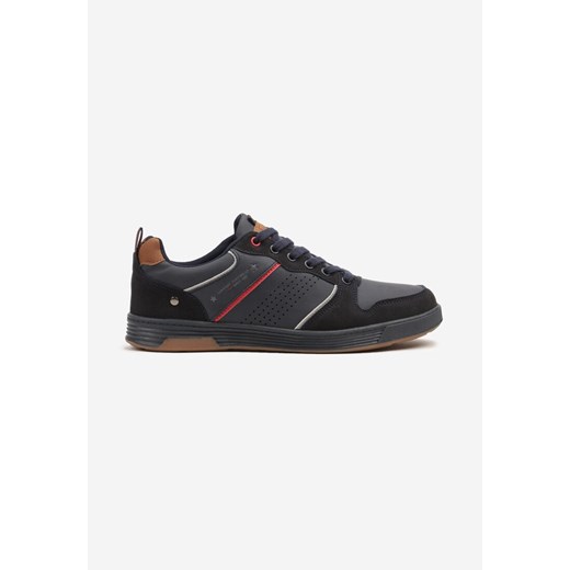 Granatowe Buty Sportowe Sneakersy z Napisem i Perforacją Arandira ze sklepu born2be.pl w kategorii Buty sportowe męskie - zdjęcie 178141537