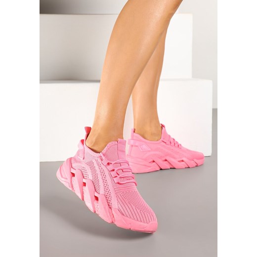 Różowe Sneakersy na Grubej Podeszwie z Tłoczeniem Tatinora ze sklepu born2be.pl w kategorii Buty sportowe damskie - zdjęcie 178141938