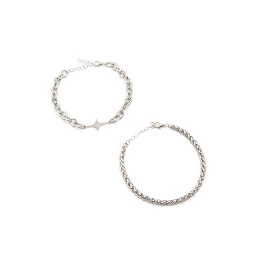 Cropp - Zestaw srebrnych bransoletek - srebrny Cropp Uniwersalny Cropp