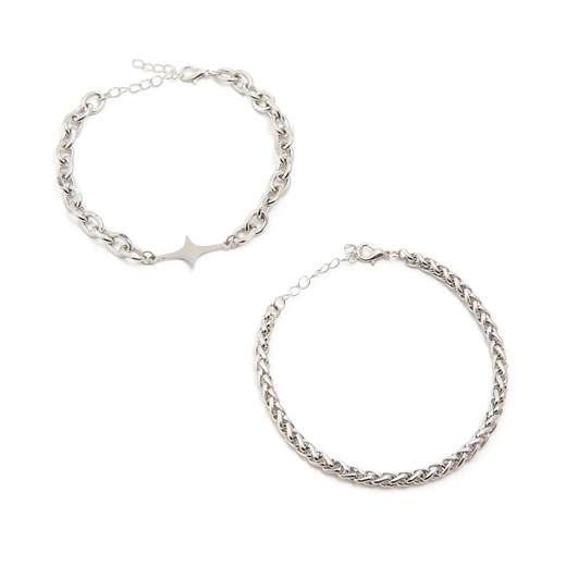 Cropp - Zestaw srebrnych bransoletek - srebrny Cropp Uniwersalny Cropp