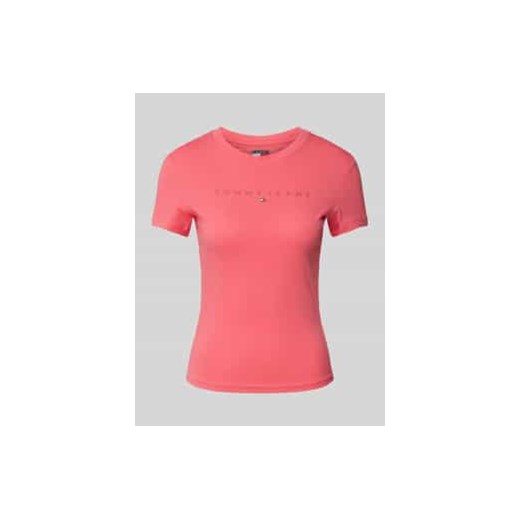 T-shirt z prążkowanym okrągłym dekoltem ze sklepu Peek&Cloppenburg  w kategorii Bluzki damskie - zdjęcie 178143489