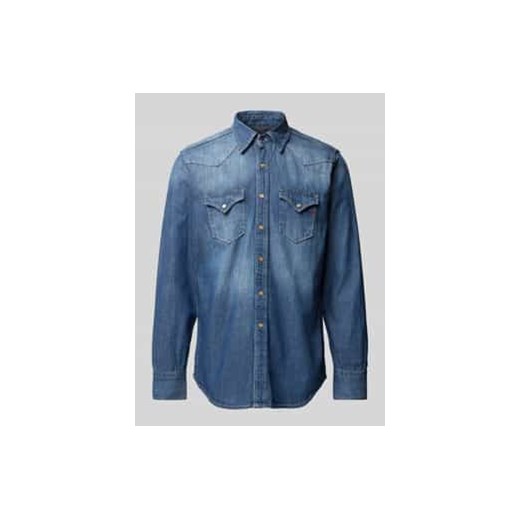 Koszula jeansowa o kroju regular fit z nakładanymi kieszeniami na piersi ze sklepu Peek&Cloppenburg  w kategorii Koszule męskie - zdjęcie 178143495