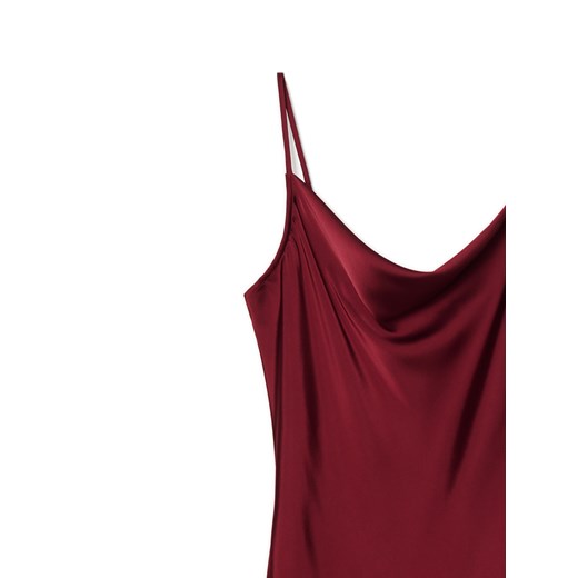 Cropp - Satynowa bordowa sukienka midi - kasztanowy Cropp XS Cropp