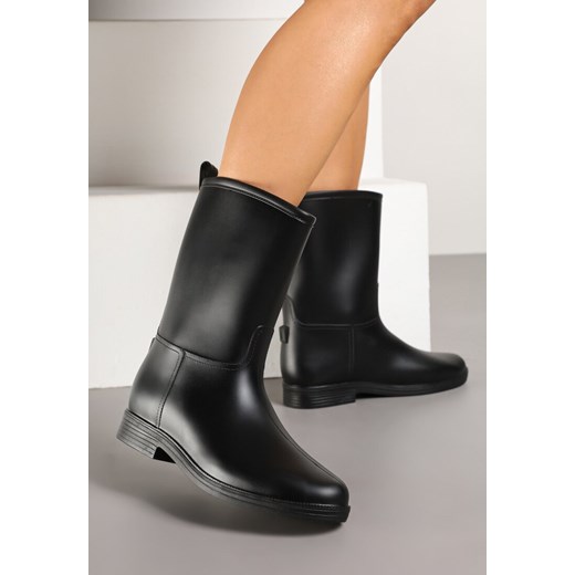 Czarne Eleganckie Kalosze z Ozdobnym Przeszyciem Lenrisa ze sklepu renee.pl w kategorii Botki - zdjęcie 178146986