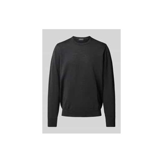 Sweter z dzianiny z żywej wełny z okrągłym dekoltem ze sklepu Peek&Cloppenburg  w kategorii Swetry męskie - zdjęcie 178147799