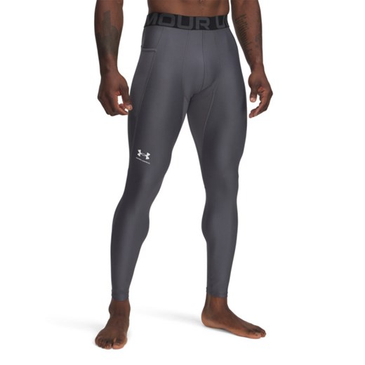 Męskie legginsy treningowe Under Armour UA HG Armour Leggings - szare ze sklepu Sportstylestory.com w kategorii Spodnie męskie - zdjęcie 178151886