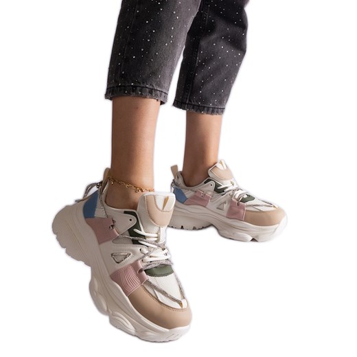 Wielokolorowe sneakersy sportowe damskie białe ze sklepu ButyModne.pl w kategorii Buty sportowe damskie - zdjęcie 178153179