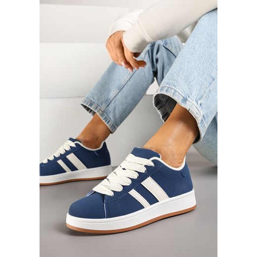 Granatowe Sneakersy na Niskiej Platformie z Naszywkami Flordexia ze sklepu renee.pl w kategorii Buty sportowe damskie - zdjęcie 178157857