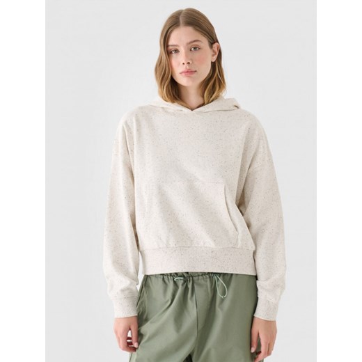 Damska bluza dresowa nierozpinana z kapturem 4F 4FRAW24TSWSF1819 - beżowa ze sklepu Sportstylestory.com w kategorii Bluzy damskie - zdjęcie 178158268