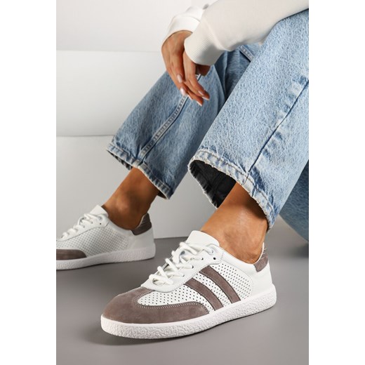 Buty sportowe damskie Born2be w stylu casual skórzane