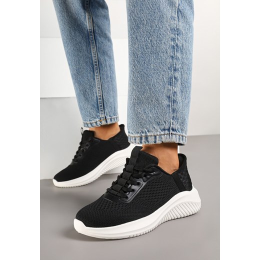 Czarno-Białe Buty Sportowe Sneakersy Siateczkowe na Piankowej Podeszwie Liltebis ze sklepu born2be.pl w kategorii Buty sportowe damskie - zdjęcie 178159479