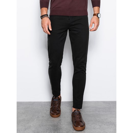 Spodnie męskie chinosy SLIM FIT - czarne V28 P1059 XXL okazja ombre