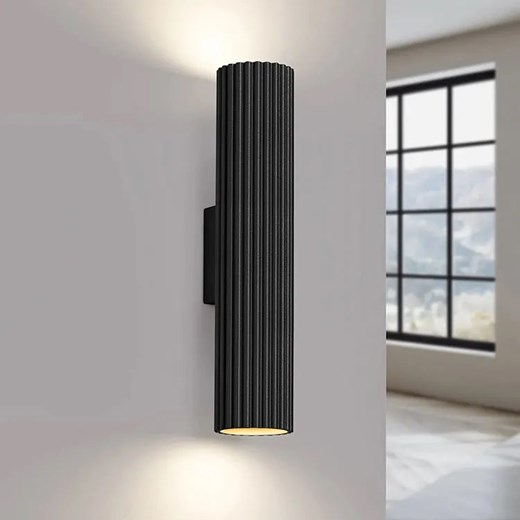 Czarny metalowy kinkiet karbowany - D289-Avium Sollux One Size Edinos.pl
