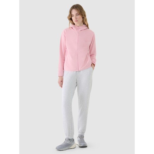 Damski polar rozpinany z kapturem 4F 4FWSS25TFLEF323 - różowy ze sklepu Sportstylestory.com w kategorii Bluzy damskie - zdjęcie 178170387