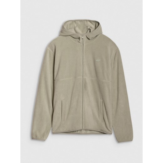 Polar regular z kapturem męski 4F 4FWSS25TFLEM321 - khaki ze sklepu Sportstylestory.com w kategorii Bluzy męskie - zdjęcie 178170396