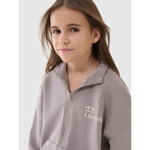 Dziewczęca bluza dresowa rozpinana bez kaptura 4F 4FJRSS25TSWSF2058 - beżowa 4f Junior 146 Sportstylestory.com