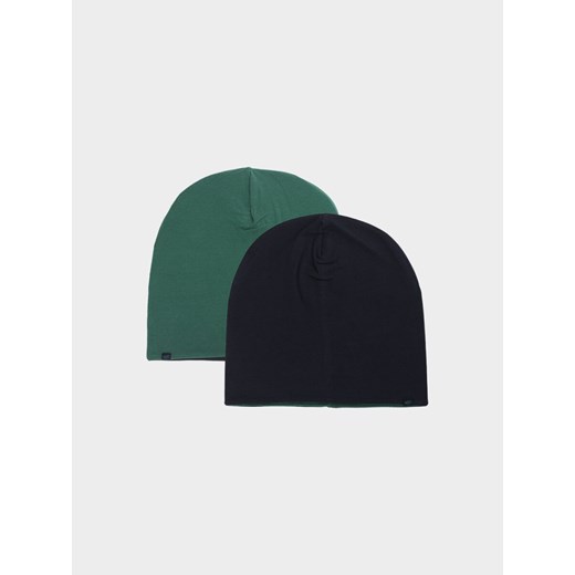 Dziecięca czapka beanie dwustronna 4F 4FJWSS25ACAPU505 - zielona ze sklepu Sportstylestory.com w kategorii Czapki dziecięce - zdjęcie 178170485