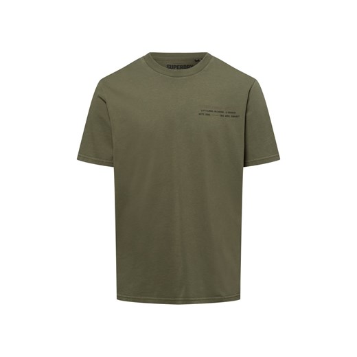 Superdry Koszulka męska Mężczyźni Bawełna oliwkowy jednolity ze sklepu vangraaf w kategorii T-shirty męskie - zdjęcie 178173488