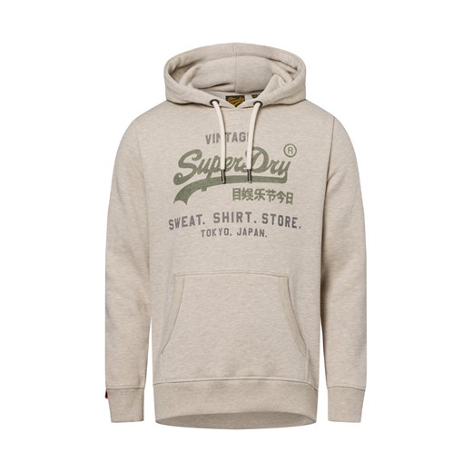 Superdry Męski sweter z kapturem Mężczyźni Bawełna beżowy jednolity ze sklepu vangraaf w kategorii Bluzy męskie - zdjęcie 178173489