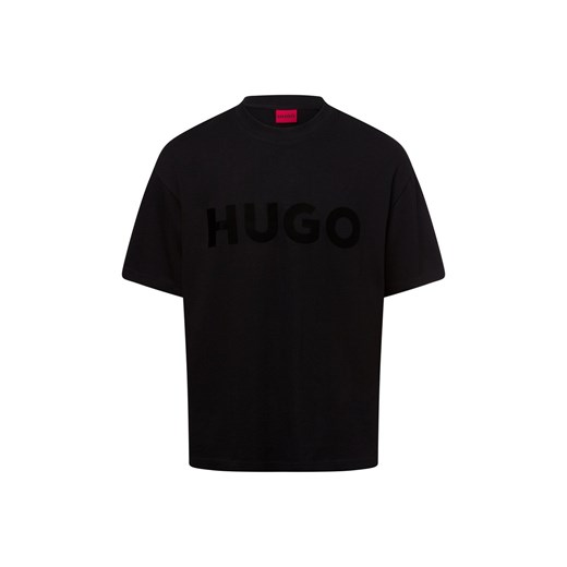 HUGO Koszulka męska - Dinkee Mężczyźni Bawełna czarny jednolity ze sklepu vangraaf w kategorii T-shirty męskie - zdjęcie 178173495