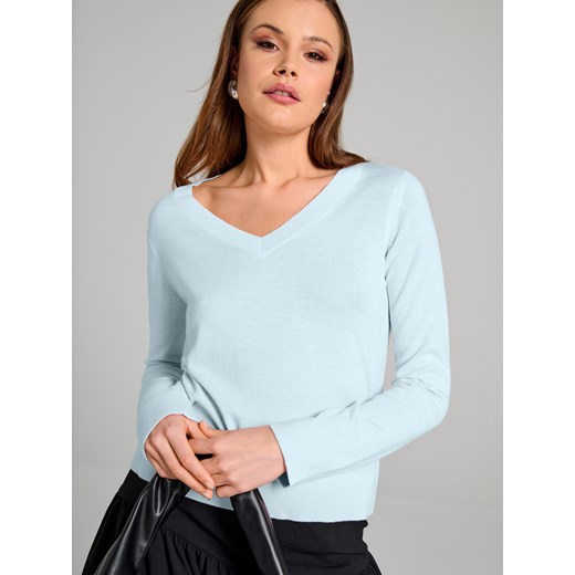 Sinsay - Sweter z dekoltem V - niebieski Sinsay S Sinsay