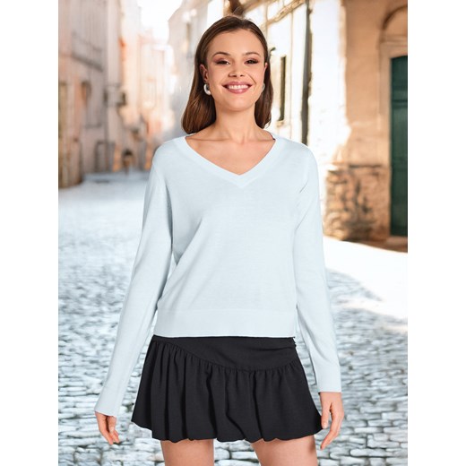 Sinsay - Sweter z dekoltem V - niebieski Sinsay XS Sinsay