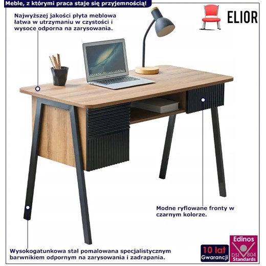 Industrialne biurko komputerowe ryflowane z szafką - Mios Elior One Size Edinos.pl
