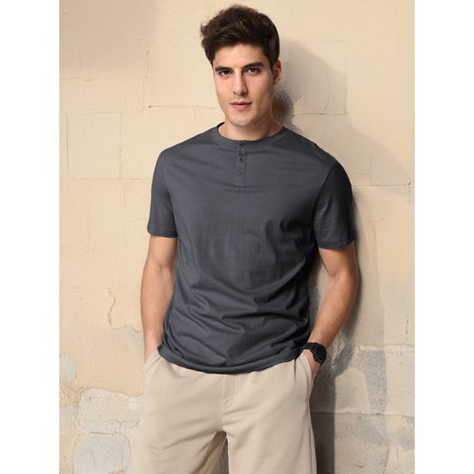 Sinsay - Koszulka henley - szary Sinsay M Sinsay