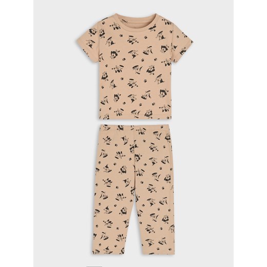 Sinsay - Piżama dwuczęściowa z motywem piesków - beżowy Sinsay 74 Sinsay