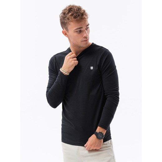 Longsleeve męski bez nadruku - czarny L135 ze sklepu ombre w kategorii T-shirty męskie - zdjęcie 178180376