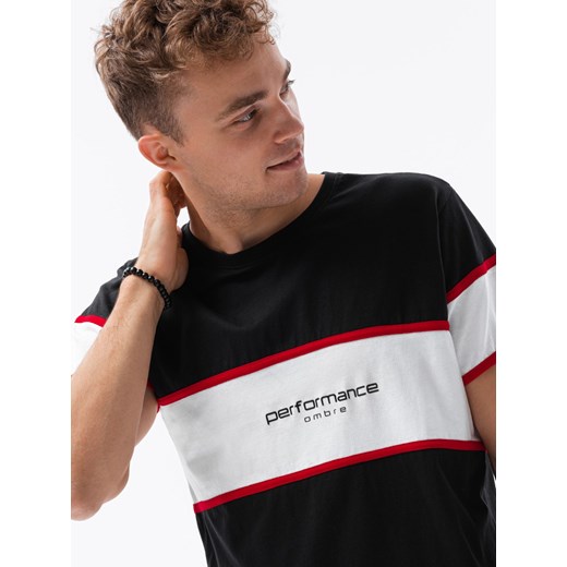 T-shirt męski bawełniany - czarny V2 S1629 ze sklepu ombre w kategorii T-shirty męskie - zdjęcie 178181577