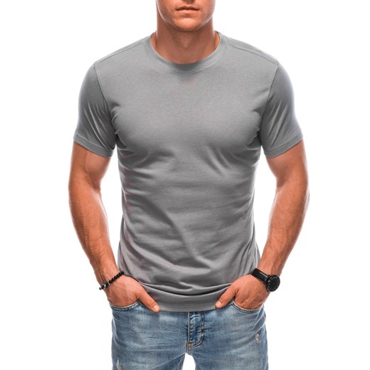T-shirt męski basic EM-TSBS-0100 - szary ze sklepu Edoti w kategorii T-shirty męskie - zdjęcie 178183835