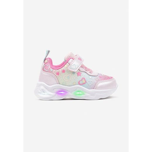 Różowe Buty Sportowe ze Świecącą Podeszwą i Zapięciem na Rzep Canelis ze sklepu born2be.pl w kategorii Buty sportowe dziecięce - zdjęcie 178184309