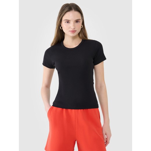 Damski t-shirt basic 4F 4FWSS25TTSHF1968 - czarny ze sklepu Sportstylestory.com w kategorii Bluzki damskie - zdjęcie 178188015