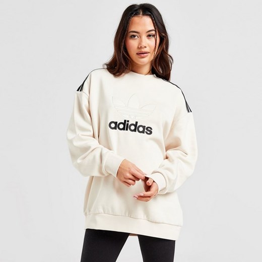 ADIDAS BLUZA SATIN TREF CREW W&#039;WHT ze sklepu JD Sports  w kategorii Bluzy ciążowe - zdjęcie 178189877