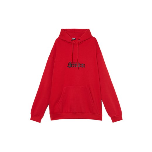 Cropp - Czerwona bluza hoodie z naszywką scream - czerwony ze sklepu Cropp w kategorii Bluzy męskie - zdjęcie 178193556
