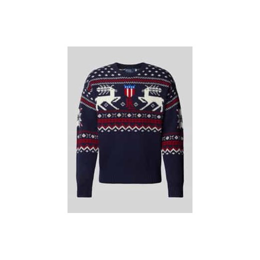 Sweter z wełny z wyhaftowanym logo ze sklepu Peek&Cloppenburg  w kategorii Swetry męskie - zdjęcie 178197869