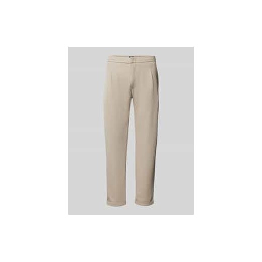 Spodnie o kroju tapered fit z zakładkami w pasie i fakturowanym wzorem ze sklepu Peek&Cloppenburg  w kategorii Spodnie męskie - zdjęcie 178197888