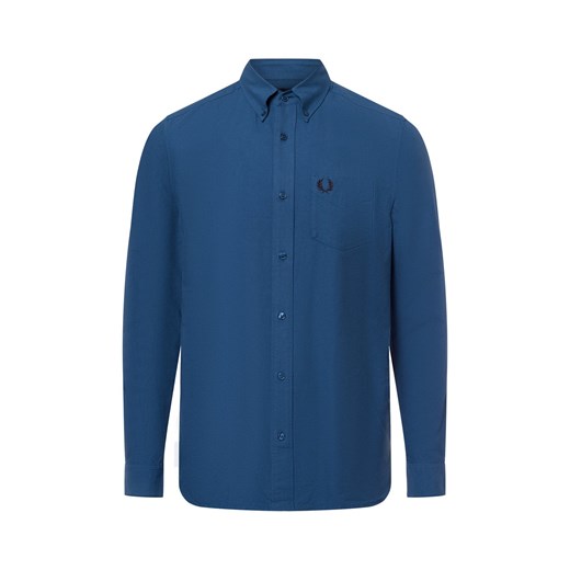Fred Perry Koszula męska Mężczyźni Regular Fit Bawełna indygo jednolity ze sklepu vangraaf w kategorii Koszule męskie - zdjęcie 178202526