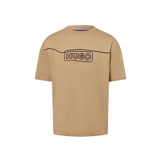 HUGO BLUE Koszulka męska - Noideryo Mężczyźni Bawełna wielbłądzi jednolity ze sklepu vangraaf w kategorii T-shirty męskie - zdjęcie 178202537
