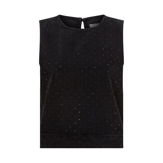 Neo Noir Dżinsowy top damski - Rissa Bedazzled Kobiety Bawełna antracytowy wzorzysty ze sklepu vangraaf w kategorii Bluzki damskie - zdjęcie 178202598