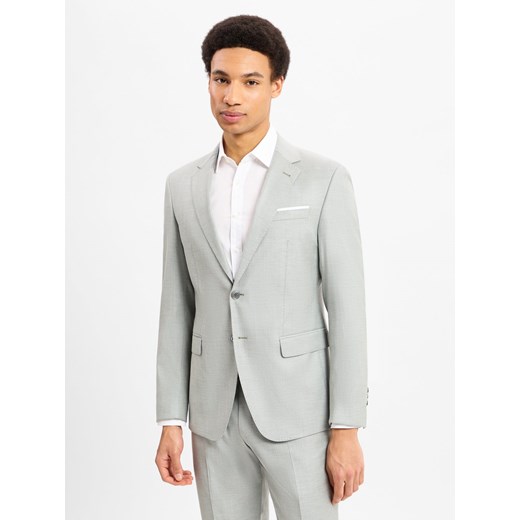 JOOP! Męska kurtka modułowa - Wedding Herby Mężczyźni Slim Fit Wełna seledynowy wypukły wzór tkaniny ze sklepu vangraaf w kategorii Marynarki męskie - zdjęcie 178202619