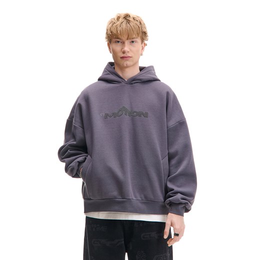 Cropp - Szara bluza hoddie z tekstową aplikacją - szary ze sklepu Cropp w kategorii Bluzy męskie - zdjęcie 178202775
